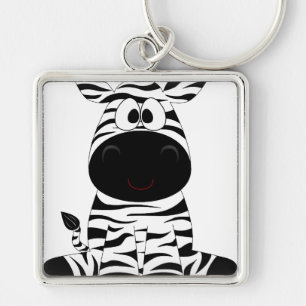 Zebra Cute Animal Stripes Jungle Safari Whimsical Key Ring