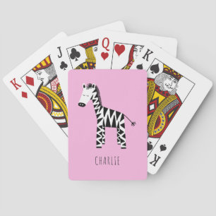 Zebra cute kids playing cards