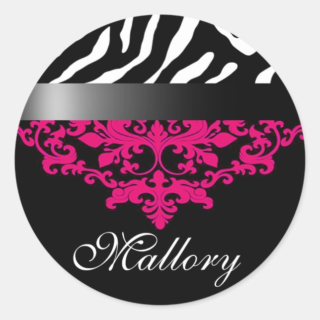 Zebra Damask Fabulous Party Sticker (Front)