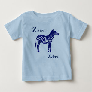 Zebra - Dark Cobalt Blue and White Baby T-Shirt