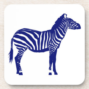 Zebra - Dark Cobalt Blue and White Coaster