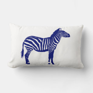Zebra - Dark Cobalt Blue and White Lumbar Cushion