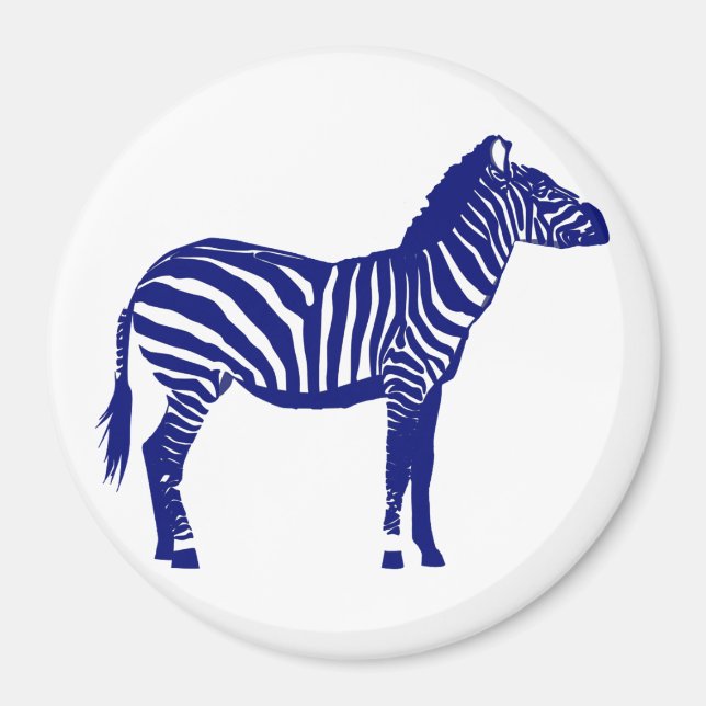 Zebra - Dark Cobalt Blue and White Magnet (Front)