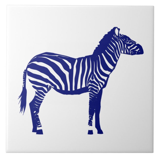 Zebra - Dark Cobalt Blue and White Tile (Front)