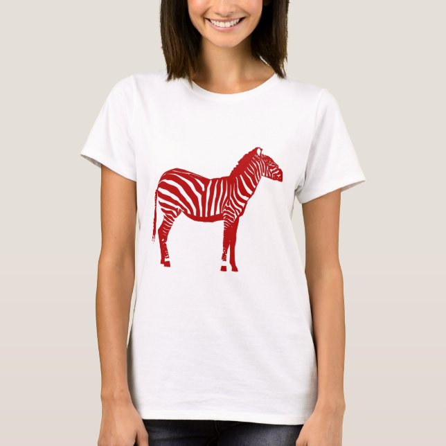 Zebra - Deep Red and White T-Shirt (Front)