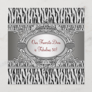 Zebra Diva Fabulous 50 Womans 50th Birthday Party Invitation