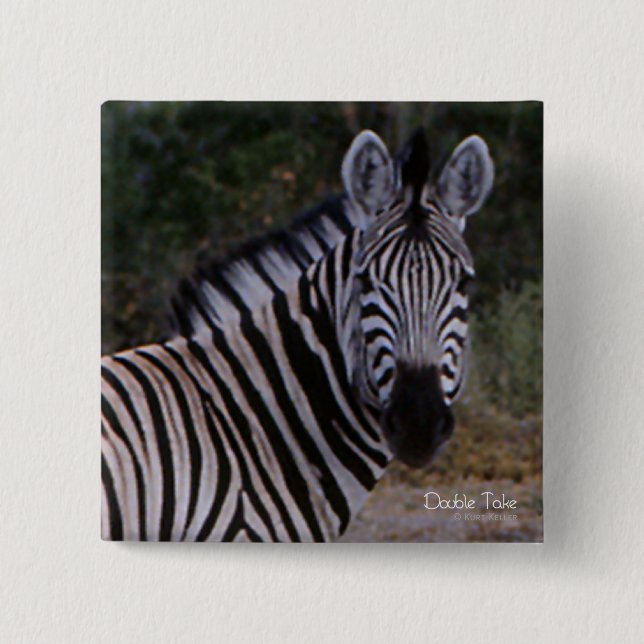 Zebra Double Take Photo 15 Cm Square Badge (Front)