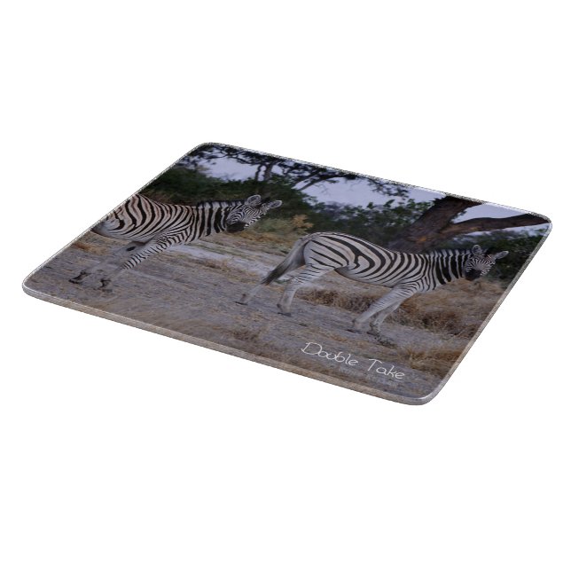 Zebra Double Take Photo Cutting Board (Corner)