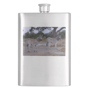 Zebra Double Take Photo Hip Flask
