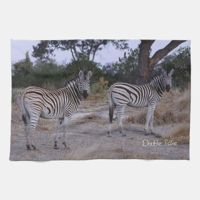 Zebra Double Take Photo Tea Towel (Horizontal)