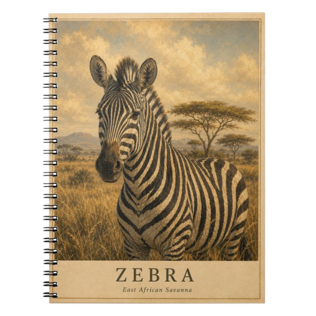 Zebra East African Savanna VINTAGE Notebook (Front)