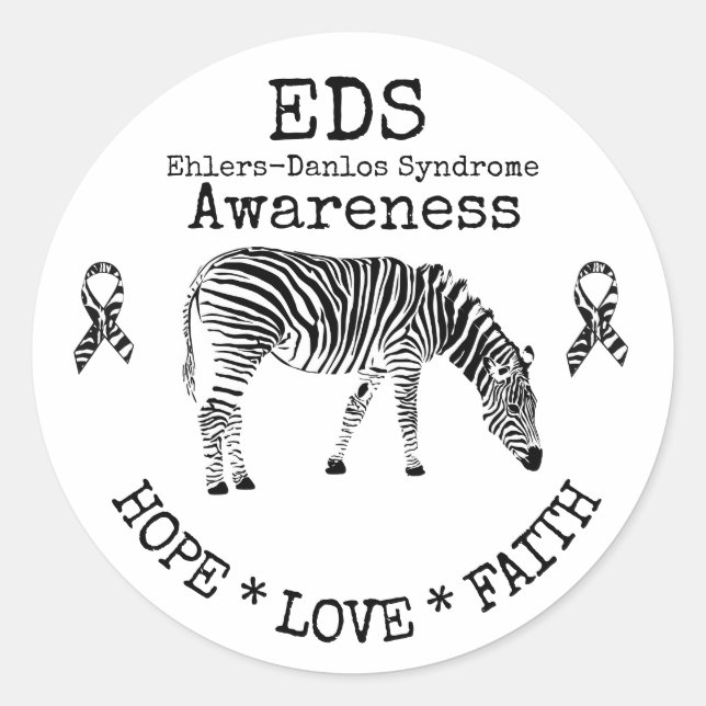 Zebra Ehlers-Danlos syndrome EDS Sticker (Front)