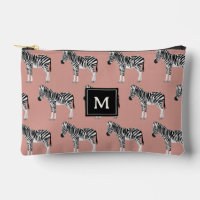 Zebra Exotic Animal Pattern Blush Pink Monogram