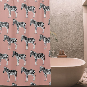 Zebra Exotic Animal Pattern Blush Pink Shower Curtain