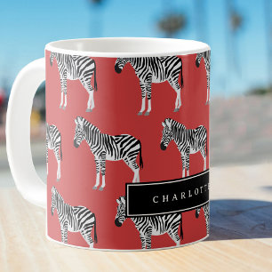 Zebra Exotic Animal Pattern Deep Red Coffee Mug