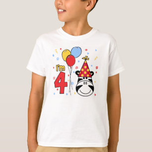 Zebra Face  4th Birthday T-Shirt