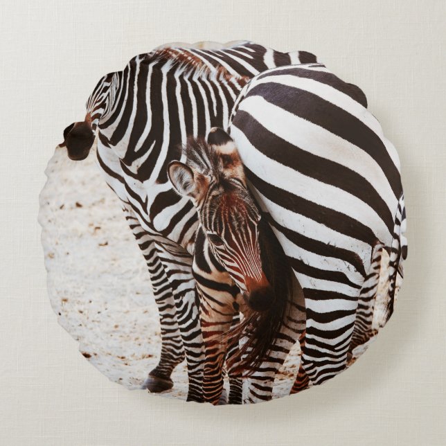 ZEBRA FAMILY ROUND CUSHION (Front)