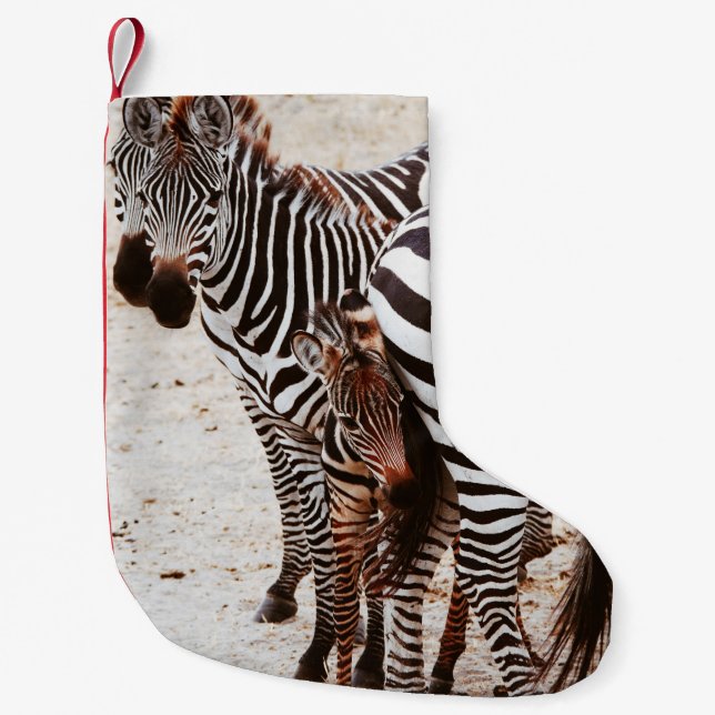 ZEBRA FAMILY SMALL CHRISTMAS STOCKING (Front)