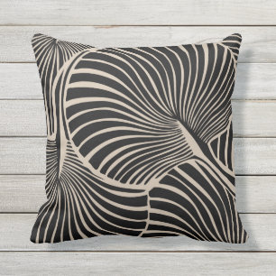 Zebra Fan Palm Hawaiian Tropical Black Almond Cushion