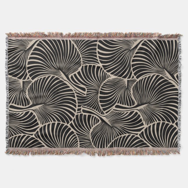 Zebra Fan Palm Hawaiian Tropical Black Almond  Throw Blanket (Front)