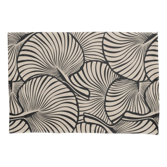 Zebra Fan Palm Hawaiian Tropical Black Reversible Pillowcase (Front)