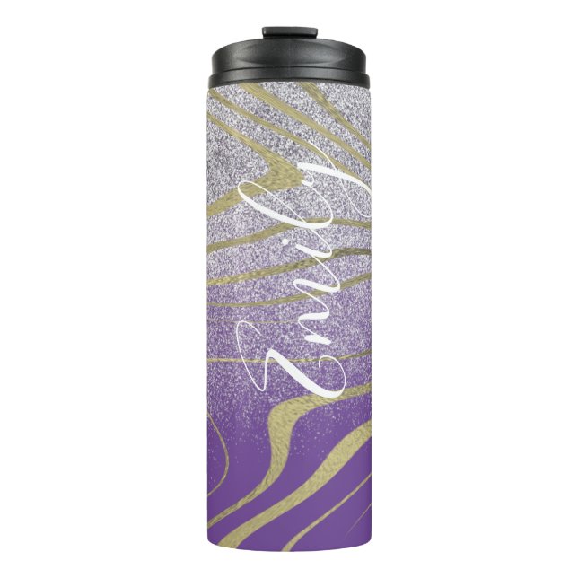 Zebra Faux Gold Thermal Tumbler (Front)