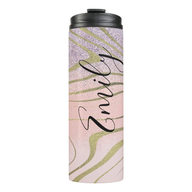 Zebra Faux Gold Thermal Tumbler (Front)