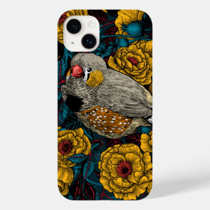 Zebra finch and rose bush Case-Mate iPhone 14 plus case