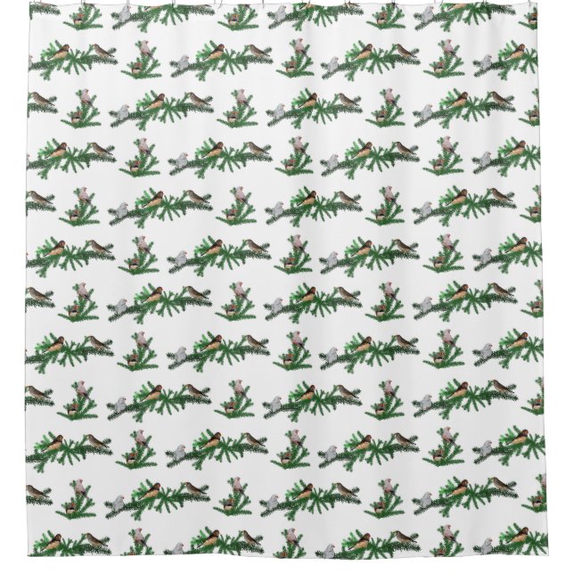 Zebra Finch Party Shower Curtain (choose colour) (Front)