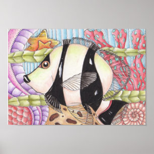 Zebra Fish Abstract Poster