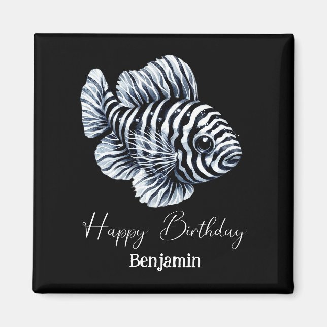 Zebra fish custom birthday Sticker Magnet (Front)