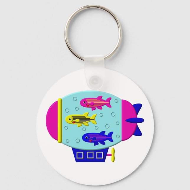 Zebra Fish in a Zeppelin Key Ring (Front)