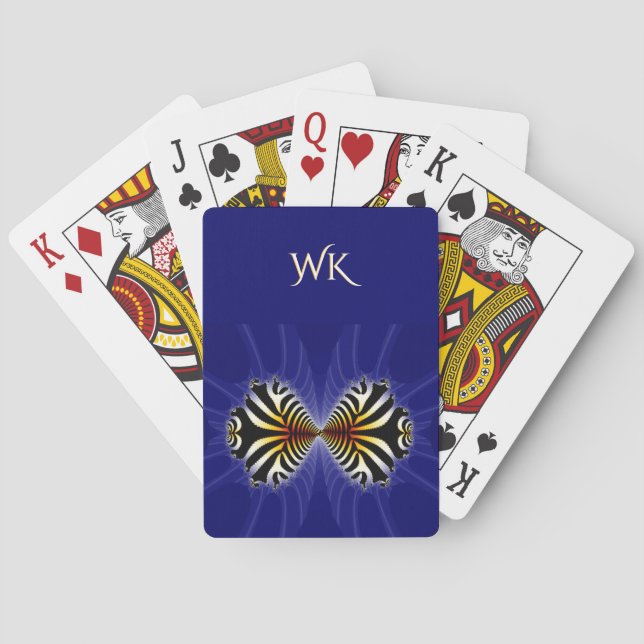 Zebra Fish Kiss Monogrammed Playing Cards (Back)