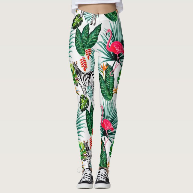 Zebra & Flamingo Leggings (Front)