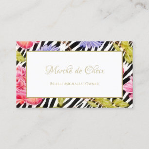 Zebra Floral Salon Owner Business Card