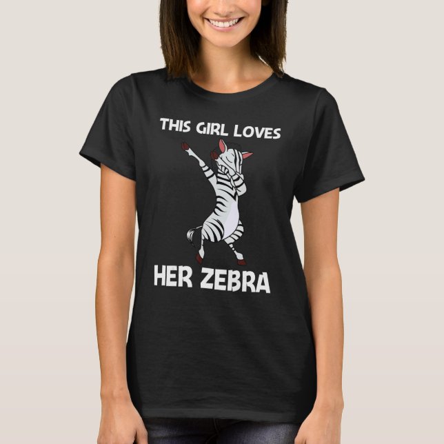 Zebra For Girls Kids African Zoo Animal T-Shirt (Front)