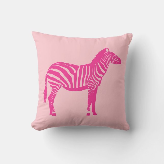 Zebra - Fuchsia and light pink Cushion (Front)