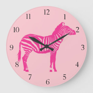Zebra - Fuchsia and light pink Large Clock