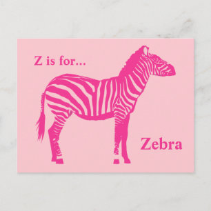 Zebra - Fuchsia and light pink Postcard