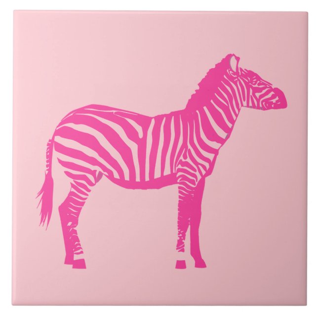 Zebra - Fuchsia and light pink Tile (Front)