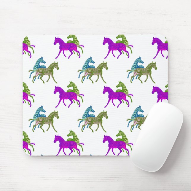 Zebra Funky Vibrant Colours African Safari Animals Mouse Pad (With Mouse)