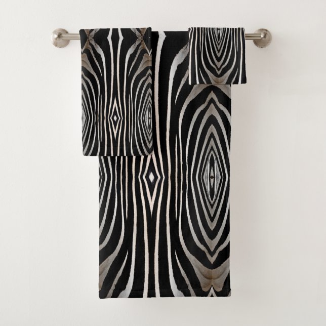 Zebra Fur Abstract Design Bath Towel Set (Insitu)
