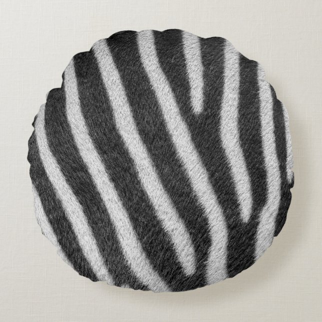 Zebra Fur Animal Pattern Round Cushion (Front)