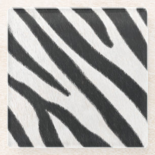 Zebra Fur Realistic Animal Print Exotic Species Glass Coaster