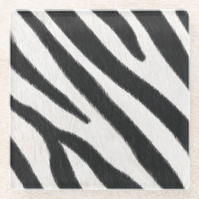 Zebra Fur Realistic Animal Print Exotic Species Glass Coaster (Front)
