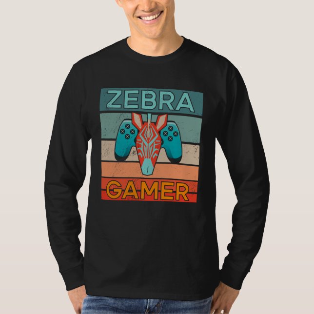 Zebra Gamer Africa Gaming Game Animal Zebra T-Shirt (Front)