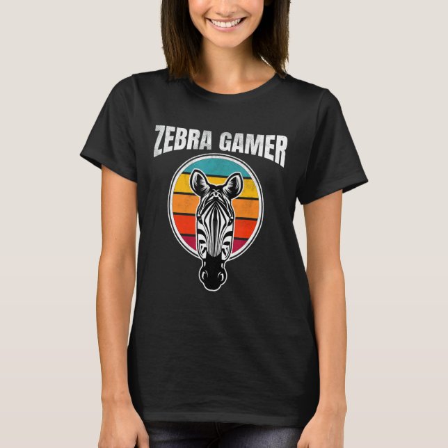 Zebra Gamer Graphic Design For Gamer Kids Men & Wo T-Shirt (Front)