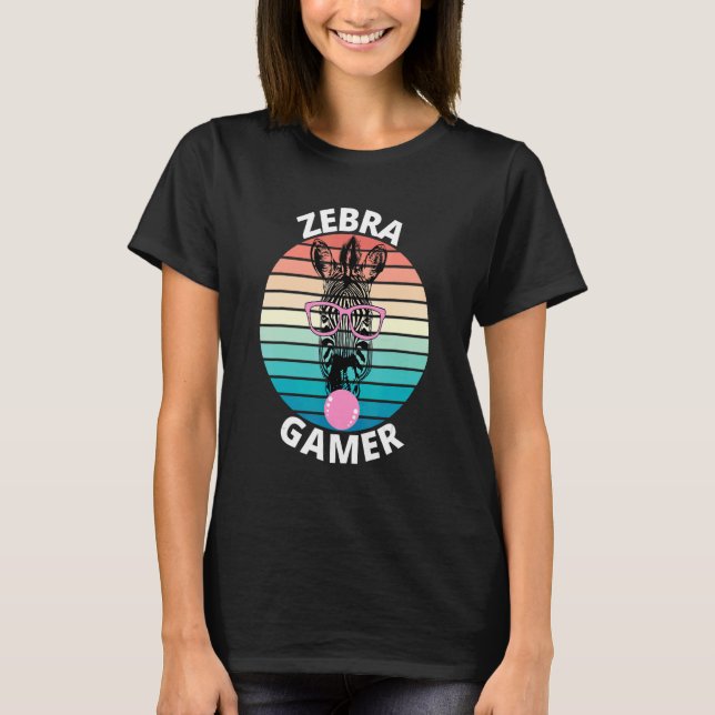 Zebra Gamer Graphic For Gamer Kids T-Shirt (Front)