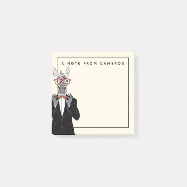 Zebra Gentleman | Add Your Name Post-it Notes (Front)