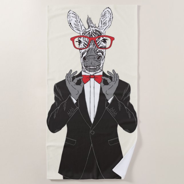 Zebra Gentleman Beach Towel (Front)